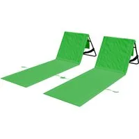 24Move Strandtuch, Strandmatte Set, Klappbare Campingliege, Tragetasche, (für Urlaub oder Garten), faltbar Tasche und Gurt, 2er Set, grün, Strandtuch