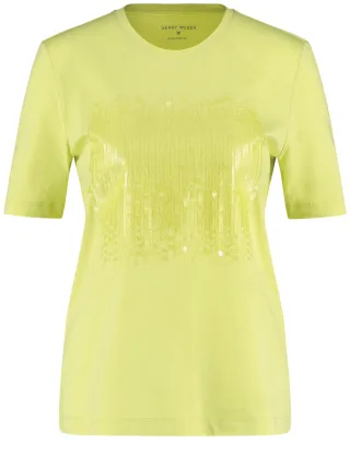 GERRY WEBER Collection - T-Shirt mit halbem Arm und Paillettendekor grün - Gr. - 46