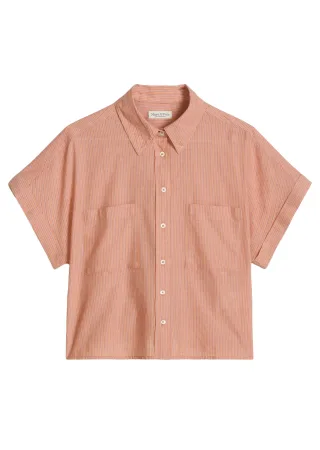 Marc OPolo Casual - Kurzarmbluse im Boxy-Fit pink/orange - Gr. - 38