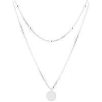 THIORA Ketten-Set Halskette „Palma Disc“, Doppelreihig, Layering, Edelstahl, 37–42 cm, zweireihig, mit Plättchen-Anhänger, wasserfest, hypoallergen