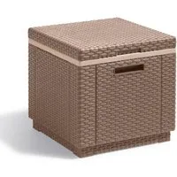 Allibert Gartenbox Kühlbox / Beistelltisch "Ice Cube", Cappuccino, Rattan-Optik