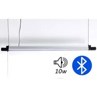 ONDIS24 LED Arbeitsleuchte Hängelampe mit Bluetooth und Lautsprecher 10 Watt 5000 Lumen, Werkstattlampe inkl. Stecker und Kette 118cm breit mit Aluminiumrahmen