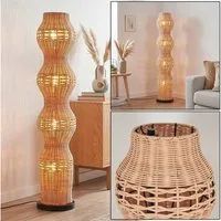 hofstein Stehlampe Stehlampe aus Metall/Rattan in Schwarz/Naturfarben mit Lichteffekt, ohne Leuchtmittel, Leuchte im Retro/Vintage/Boho-Design m. Fußschalter, 111 cm, E27