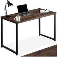 tectake Schreibtisch Bürotisch aus Holz und Stahl, Höhe 76,5 cm (Arbeitstisch Flint, 1-St., in Industrial Holz dunkel, rustikal), große Beinfreiheit, mit höhenverstellbaren Kunststofffüßen