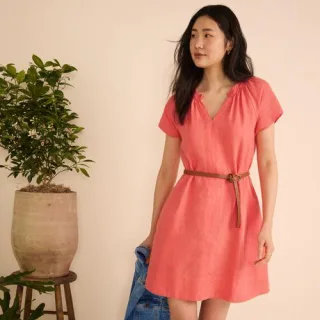 Leinenkleid mit Smok-Ausschnitt für Damen, Damen, size: regular, Grün, Leinen, by Lands' End