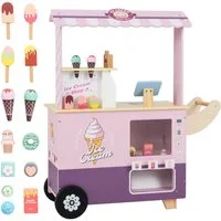 KOMFOTTEU Spielwerkbank, Eiswagen Kinder auf Rädern mit Verkaufsautomat