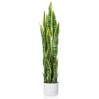 Kunstpflanze 90cm Künstliche Sansevieria mit Topf, Große Künstliche Pflanzen Deko, GarveeMore, Höhe 90 cm