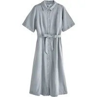 Next Maxikleid N.Premium kurzärmeliges Hemdblusen-Maxikleid (1-tlg)