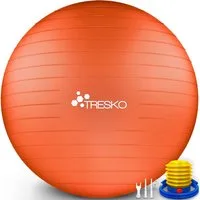 TRESKO Gymnastikball mit GRATIS Übungsposter inkl. Luftpumpe Yogaball, BPA-Frei Sitzball Büro Anti-Burst inkl. Luftpumpe, Fitnessball