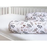 Loolay Nestchenschlange BRAUN Blumen BIO-Baumwolle Multifunktion PREMIUM Bettschlange Schlange, (Bettumrandung Krabbeldecke Babybett Umrandung Schlange Bett Kopfschutz, Zierkissen Bettrolle Dekokissen Zugluftstopper - Super GESCHENK), LOOLAY® - 100% 