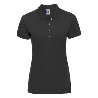 Russell Damen/Damen Stretch Kurzarm-Poloshirt (Schwarz)