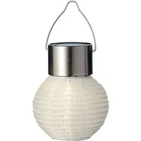 Lumineo LED Laterne, Dauerlicht, warmweiß, Solar Gartenleuchte LED Lampion Nylon 7x9cm Weiß / Warmweiß