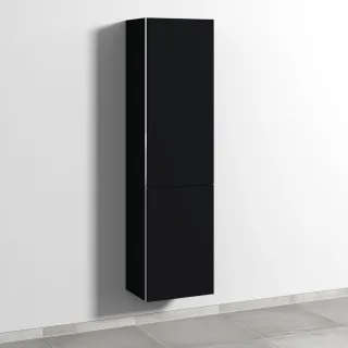 Sanipa 3way Stauraumschrank mit 1 Tür und 1 Wäschekorbklappe, Schwarz-Matt BS18508