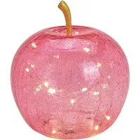 Wurm LED Dekoobjekt LED Dekolampe Apfel Glas 20er LED Lichterkette Timer Ø16cm pink