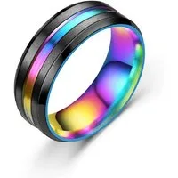 Eyecatcher Fingerring Rainbow Steel – Edelstahlring mit Regenbogenstreifen (mit & ohne bunte
