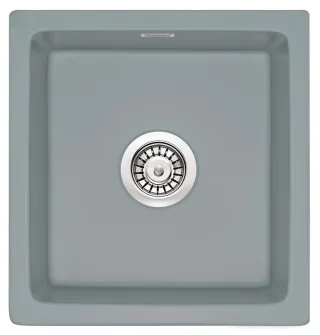 Neuesbad 1-Becken Keramikspüle ohne Abtropffläche, Grau Matt, 475x450x215 mit SPACE SAVER NB1DEZCB31031