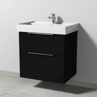 Sanipa 3way Waschtischunterbau zu Villeroy & Boch Collaro Waschtisch mit 2 Auszügen, Schwarz-Matt UF83508