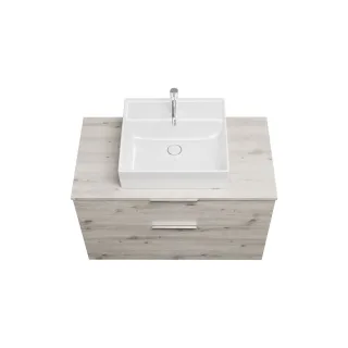 Burgbad Keramik Waschtisch-Set Eqio Eiche Dekor Silber/Alpinweiss, SGUP100F6015C0001 SGUP100F6015C0001