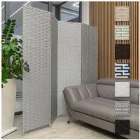 Hexim Raumteiler, Paravent 180x180 cm - Trennwand 4-teilig klappbar für Innenbereich - Raumteilung Sichtschutz Stellwand Spanische Wand freistehend (LR188-grau)