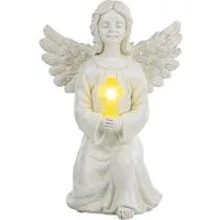 Meinposten Engelfigur Gartendeko Solar Gartenfiguren Außen LED 22x16 Schutzengel Grab (1 St), Dekofigur