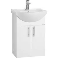 VCM Waschtisch 2-tlg. Waschplatz Waschtisch Drehtüren Lisalo M (Set, 2-St., 1x Unterschrank 1x Waschbecken)