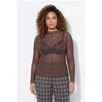 MIAMODA Longsleeve Mesh-Shirt Slim Fit Wellenkanten Langarm