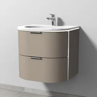 Sanipa 4balance Keramik-Set mit 2 Auszügen und LED-Beleuchtung, Sandgrau-Matt, DG41167 DG41167