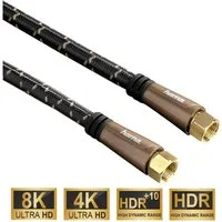 Hama 5m Sat-Kabel 120dB 8K 4K HD TV Antennen-Kabel Video-Kabel, F-Stecker, Kein (500 cm), Ultra-HD UHD HDR+ HDR 120db Koax-Kabel Koaxial-Kabel F-Stecker