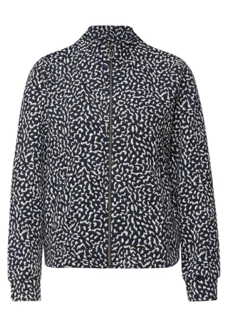 Street One - Lässige Jacke mit Reißverschluss und Allover-Muster blau - Gr. - 34