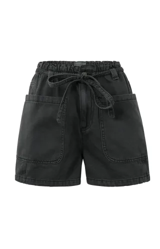 Yaya - High-Waist-Shorts mit Garment-Dye-Finish schwarz - Gr. - 38