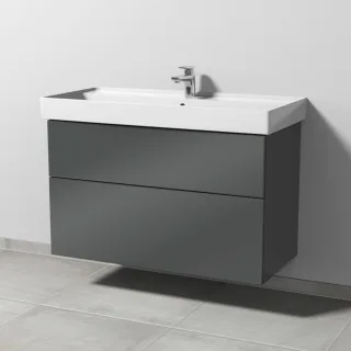 Sanipa 3way Waschtischunterbau zu Villeroy & Boch Collaro Waschtisch mit 2 Auszügen, Anthrazit-Glanz SF83779