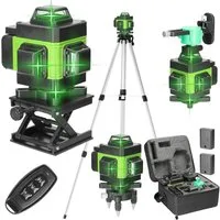 GARRYFIZH Laserwasserwaage Kreuzlinienlaser Multifunktionales 4D 16 Linien Laser Wasserwaage, mit 1.2m Stativ Vertikale Horizontale Neigungslinien