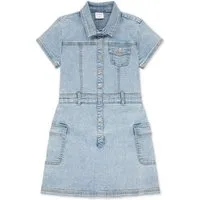 Abercrombie Kids Jeanskleid AFG UTILITY SHIRT DRESS kurzarm, mit Knopfleiste und Hemdblusenkragen, for girls