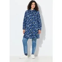 Ulla Popken Longbluse Longbluse Buchstaben A-Linie Hemdkragen Langarm