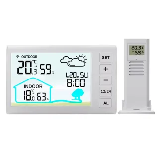 TS-FT006 Indoor Digital Thermometer and Hygrometer Mini LCD Wall Wireless Multifunctional Mini Clock with Humidity Weath