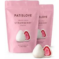 PATISLOVE Schokolade Patislove Gefriergetrocknete Erdbeeren in Weißer Schokolade, 80g, 88% Weiße Schokolade, Ganze gefriergetrocknete Erdbeeren