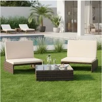 Melko Gartenlounge-Set Gartenset Lounge aus Polyrattan ver. Farben Sitzgruppe 2 Sessel Tisch, (Stück), Wasserabweisend