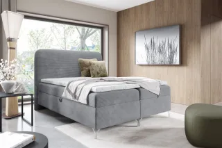 Boxspringbett Schlafzimmerbett EMILIO 200x220cm in Stoff Poso Grau