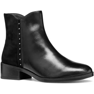 Geox D Camexia Leder Damen Schwarze Stiefel