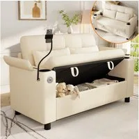 i@home 2-Sitzer Sofa, Polstersofa, 2 Sitzer Sofa Klein Couch, Modernes Sofa, 136 cm Polstersofa aus Chenille-Stoff, Doppelsofa für Wohnzimmer,beige