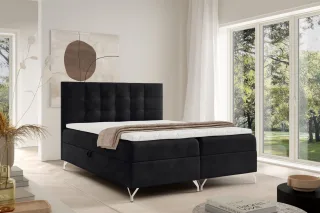 Boxspringbett Schlafzimmerbett CANDELA PREMIUM 200x220cm Stoff Coral Schwarz