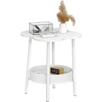 Rutaqian Beistelltisch Beistelltisch Holz Couchtisch klein Wohnzimmer SchlafzimmerTisch, mit Aufbewahrungsregal 2 Stöckiger,40 x 50cm,Couchtisch klein