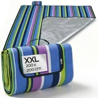 Picknickdecke, Detex, XXL 200x200 cm Wasserdicht Wärmeisoliert 4-6 Personen Streifen