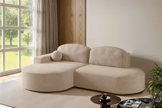 Ecksofa Schlafsofa Sofa GIRONA Stoff Arena Sand Ottomane Links