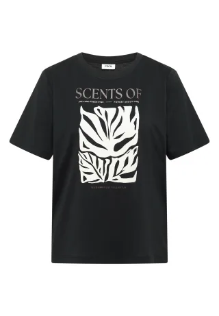 CECIL - T-Shirt mit Rundhals und Frontprint palm breeze green - Gr. - L