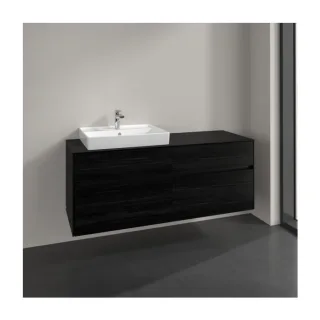 Villeroy und Boch Collaro Waschtischunterschrank C085B0AB 140x54,8x50cm, Waschtisch links, LED-Beleuchtung 10,4W, black oak