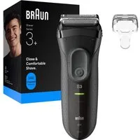 Braun Elektrorasierer Series 3+ 3000s, 3 flexible Klingen, effizienter MicroComb Mitteltrimmer