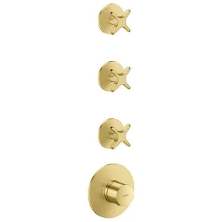 hansgrohe AXOR One Thermostatmodul 48713950 Unterputz, 3 Verbraucher, mit Kreuzgriff, brushed brass