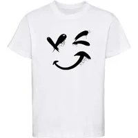 MyDesign24 T-Shirt Kinder Print Shirt - Zwinkerndes Gesicht Bedrucktes Jungen und Mädchen T-Shirt i294