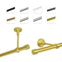 MDEKOR Gardinenstange Vorhangstange 19mm, 1-läufig, 1-läufig Wand oder Deckenmontage, 120 cm Messing Gold